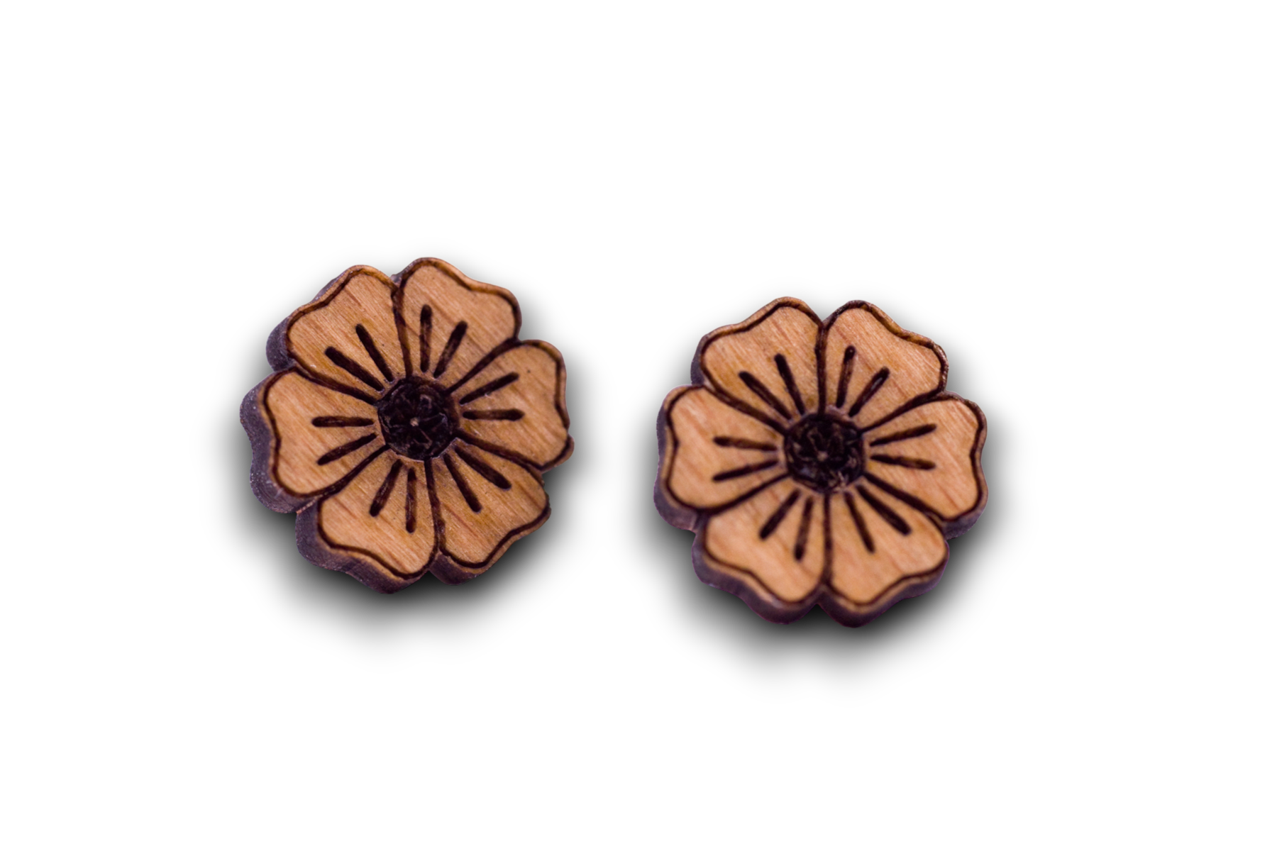 Ohrstecker Blume aus Holz mit 925 Sterling Silber ohrstecker blume