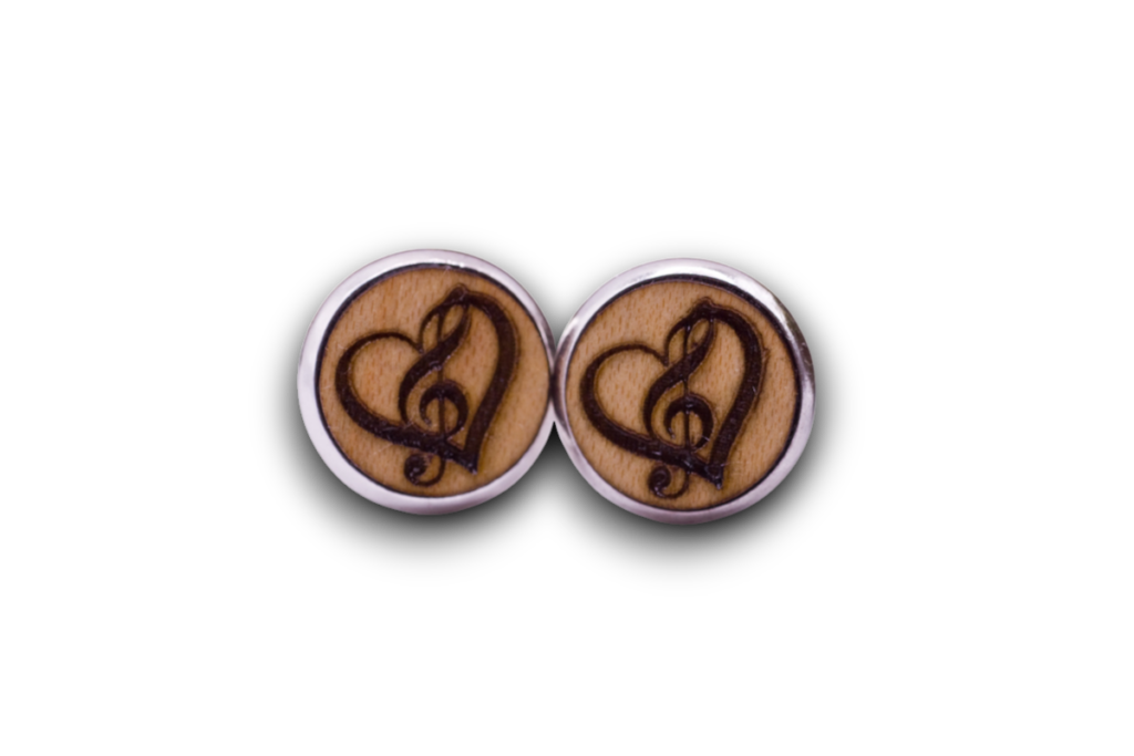 ohrstecker liebe der musik ahorn 14mm